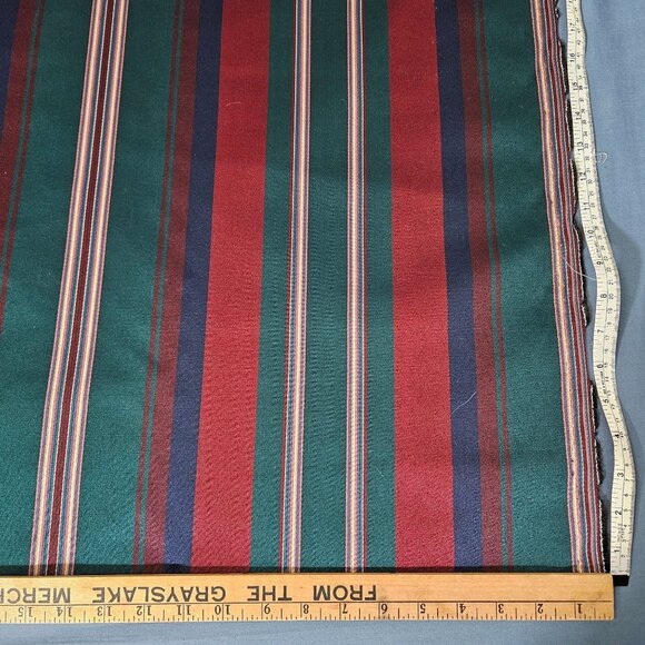 Striped Green Maroon Merlot Upholstery Fabric Material 57" By The Yard - Picture 2 of 5